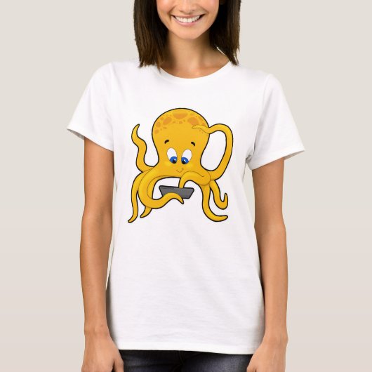 Kraken mit Laptop T-Shirt (Vorderseite)