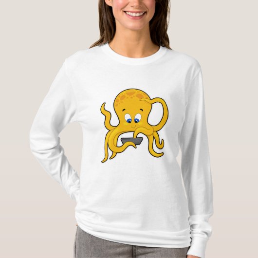 Kraken mit Laptop T-Shirt (Vorderseite)
