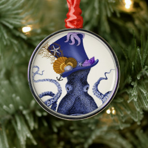 Kraken mit nautischem Hut Ornament Aus Metall