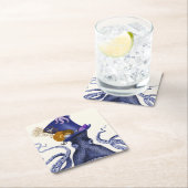 Kraken mit nautischem Hut Rechteckiger Pappuntersetzer (Vor Ort)