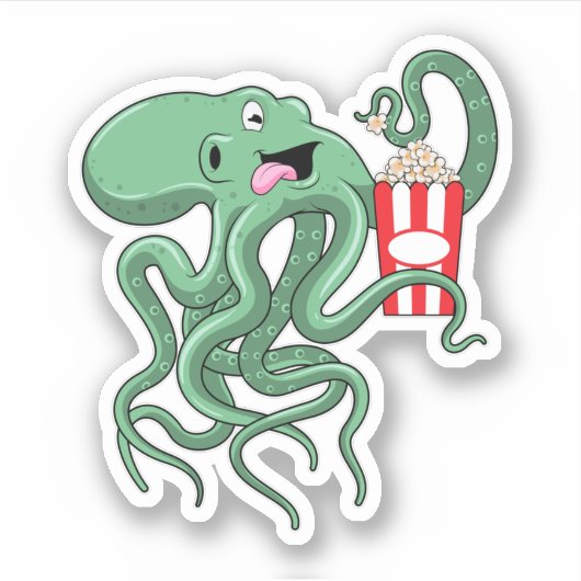Kraken mit Popcorn Aufkleber (Vorderseite)