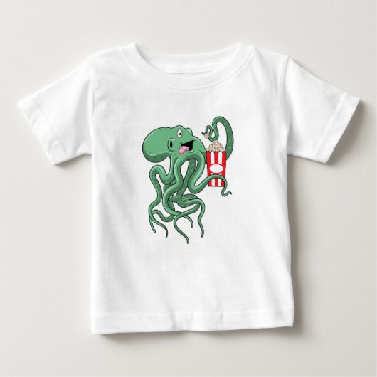 Kraken mit Popcorn Baby T-shirt (Vorderseite)