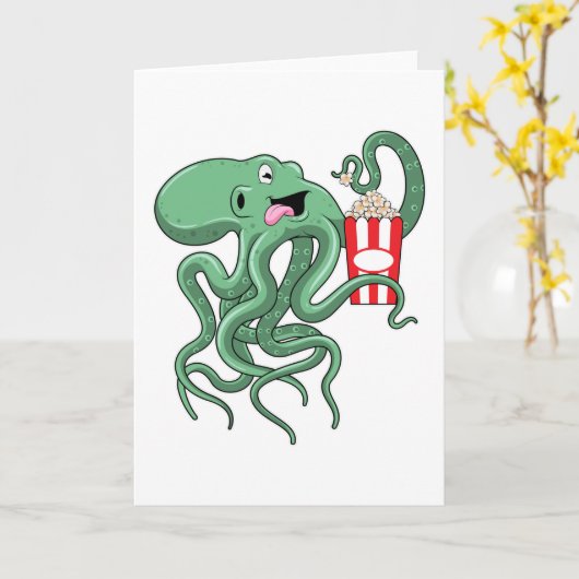 Kraken mit Popcorn Karte (Gelbe Blume)