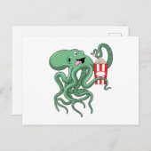 Kraken mit Popcorn Postkarte (Vorne/Hinten)