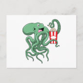 Kraken mit Popcorn Postkarte (Vorderseite)