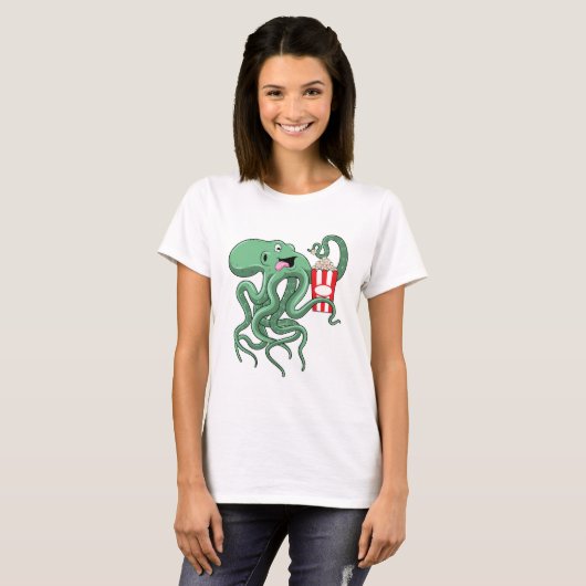Kraken mit Popcorn T-Shirt (Vorne ganz)
