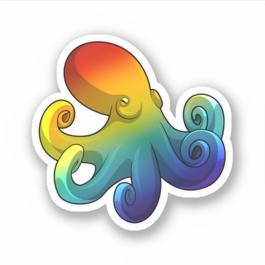 Kraken mit Regenbogen Aufkleber (Vorderseite)