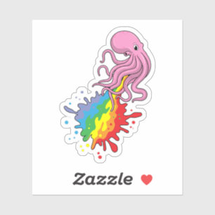 Kraken mit Regenbogen Aufkleber