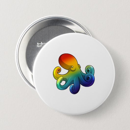 Kraken mit Regenbogen Button (Vorne & Hinten)