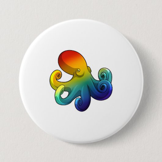 Kraken mit Regenbogen Button (Vorderseite)