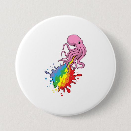 Kraken mit Regenbogen Button (Vorderseite)