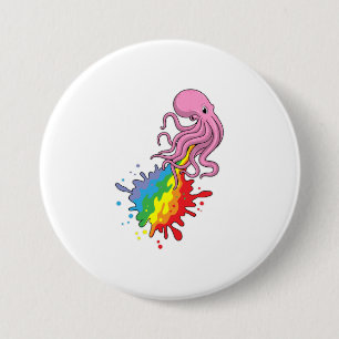 Kraken mit Regenbogen Button