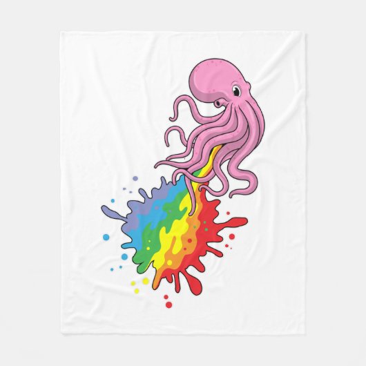 Kraken mit Regenbogen Fleecedecke (Vorderseite)