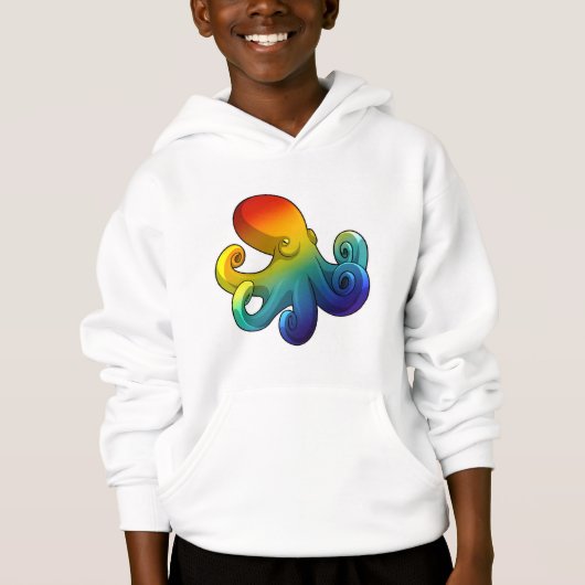 Kraken mit Regenbogen Hoodie (Vorderseite)