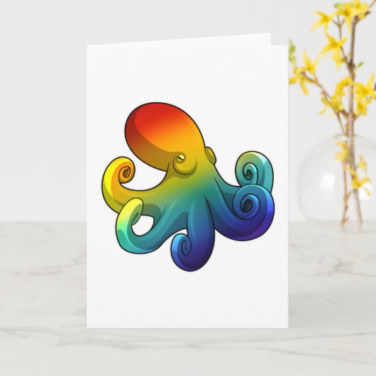 Kraken mit Regenbogen Karte (Gelbe Blume)