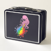 Kraken mit Regenbogen Metall Brotdose (Rückseite)