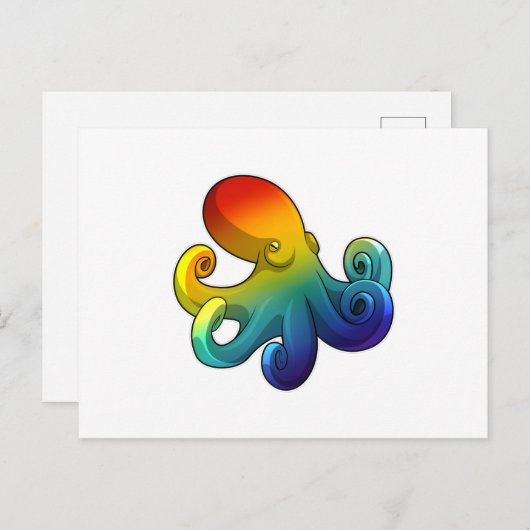 Kraken mit Regenbogen Postkarte (Vorne/Hinten)
