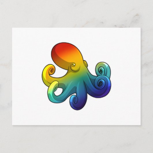 Kraken mit Regenbogen Postkarte (Vorderseite)