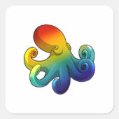 Kraken mit Regenbogen Quadratischer Aufkleber (Vorderseite)