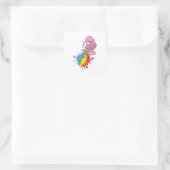Kraken mit Regenbogen Quadratischer Aufkleber (Tasche)