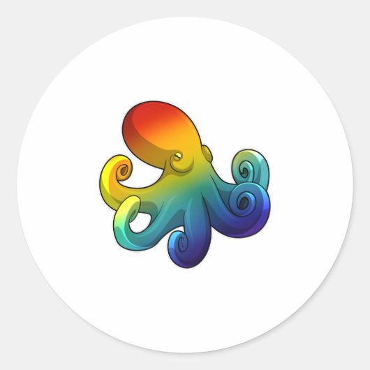 Kraken mit Regenbogen Runder Aufkleber (Vorderseite)