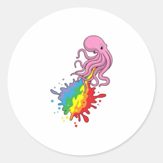 Kraken mit Regenbogen Runder Aufkleber (Vorderseite)