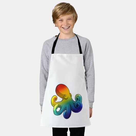 Kraken mit Regenbogen Schürze (Getragen)