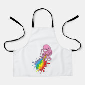 Kraken mit Regenbogen Schürze (Vorderseite)