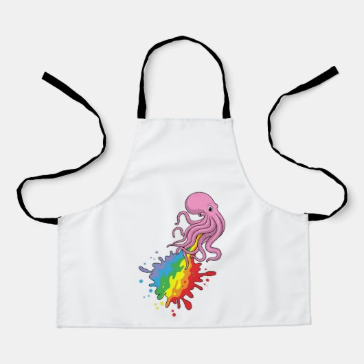 Kraken mit Regenbogen Schürze (Vorderseite)