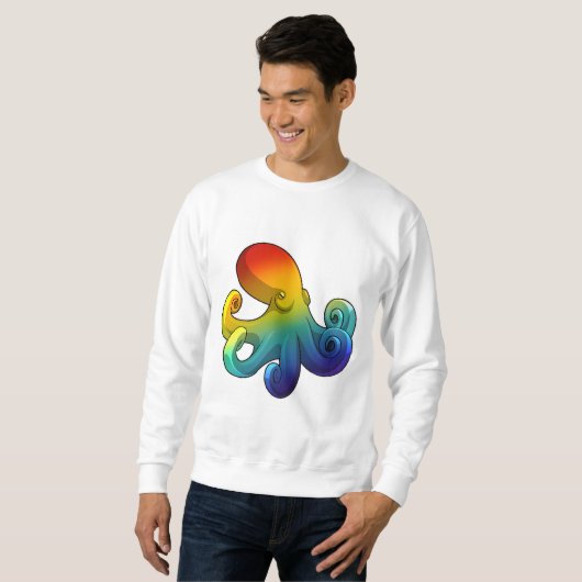 Kraken mit Regenbogen Sweatshirt (Vorne ganz)
