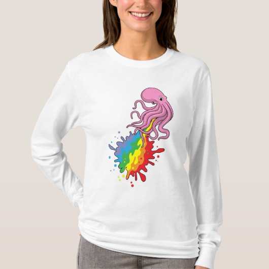 Kraken mit Regenbogen T-Shirt (Vorderseite)
