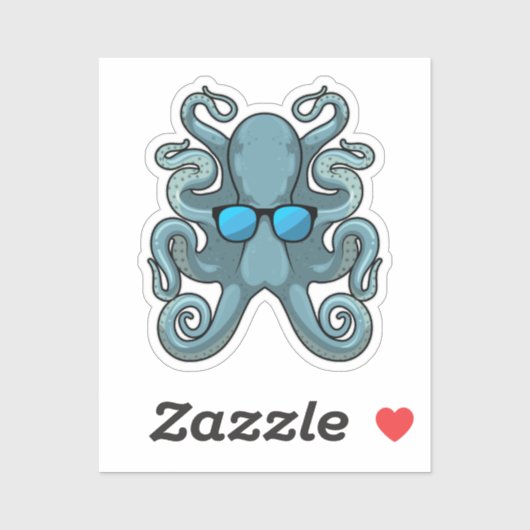 Kraken mit Sonnenbrille Aufkleber (Blatt)