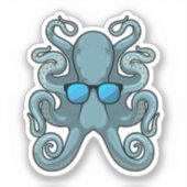 Kraken mit Sonnenbrille Aufkleber (Vorderseite)
