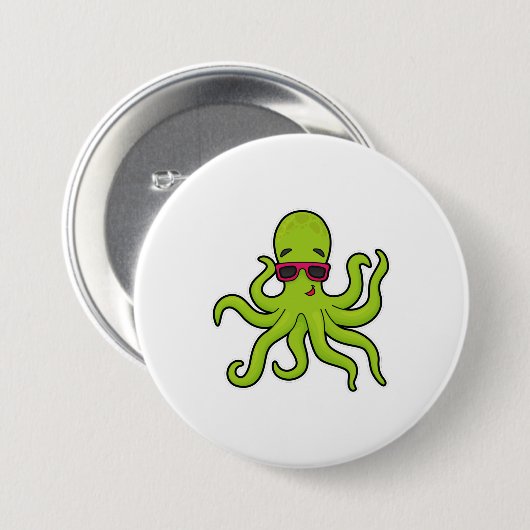 Kraken mit Sonnenbrille Button (Vorne & Hinten)