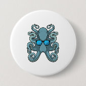 Kraken mit Sonnenbrille Button (Vorderseite)