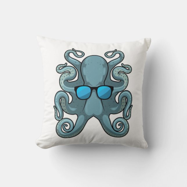 Kraken mit Sonnenbrille Kissen (Vorderseite)
