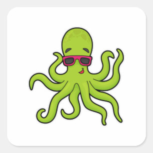 Kraken mit Sonnenbrille Quadratischer Aufkleber
