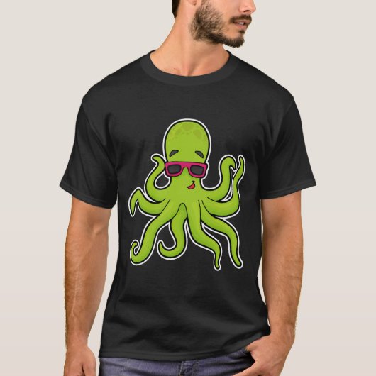 Kraken mit Sonnenbrille T-Shirt (Vorderseite)