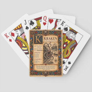 Kraken, mittelalterliche Bestiarien-Kunst Spielkarten