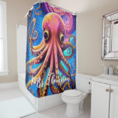 Kraken Octopus mit Personalisiertem Namen Duschvorhang (Beispiel)