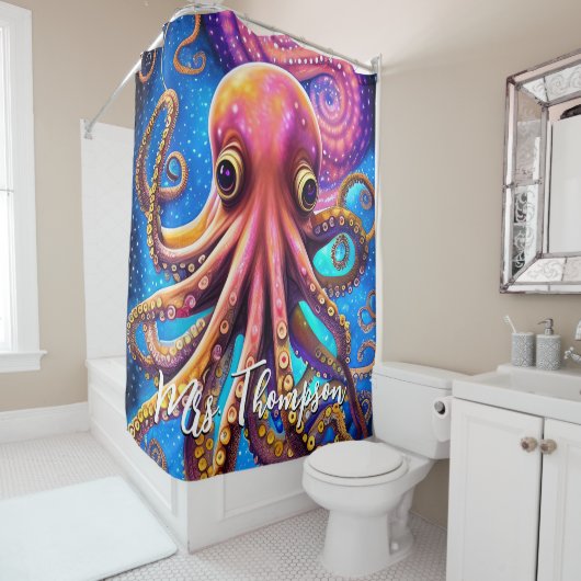 Kraken Octopus mit Personalisiertem Namen Duschvorhang (Beispiel)