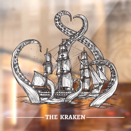 Kraken Octopus Segelschiff nautisch Fensteraufkleber