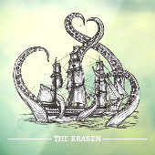 Kraken Octopus Segelschiff nautisch Fensteraufkleber (Blatt 3)