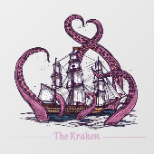 Kraken Octopus Segelschiff nautisch Fensteraufkleber (Blatt)
