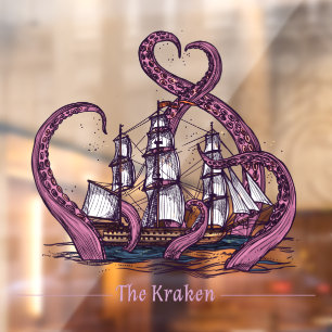 Kraken Octopus Segelschiff nautisch Fensteraufkleber