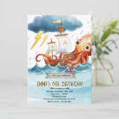 Kraken octopus theme invitation einladung (Stehend Vorderseite)