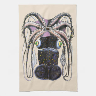 Kraken oder Riesenkalf, Vintage Meeresleben Tier Geschirrtuch