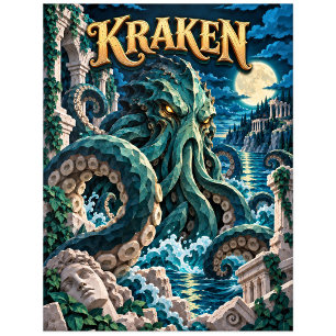 Kraken, Paper Cut Monster Postkarte