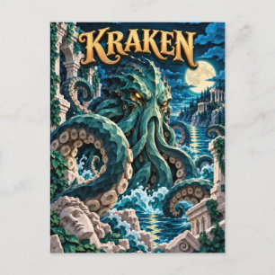 Kraken, Paper Cut Monster Postkarte