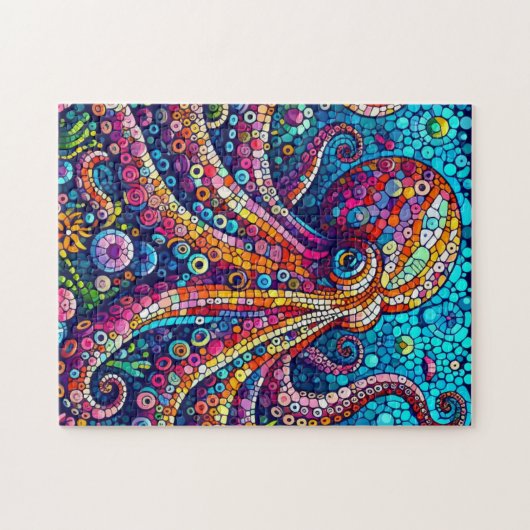 Kraken-Puzzle im lebhaften Mosaikstil Puzzle (Horizontal)